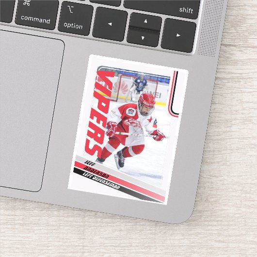Rode ijshockeyruilkaart sticker (Detail)