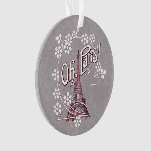 Rode illustratie Eiffeltoren Wit Daisies Grijs Ornament (voorkant)