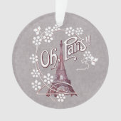 Rode illustratie Eiffeltoren Wit Daisies Grijs Ornament (voorkant)