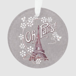Rode illustratie Eiffeltoren Wit Daisies Grijs Ornament