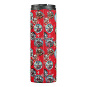 Rode illustratieve sneeuwvlok en honden Santa gift Thermosbeker (Achterkant)