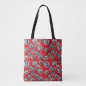 Rode illustratieve sneeuwvlok en honden Santa gift Tote Bag (Voorkant)