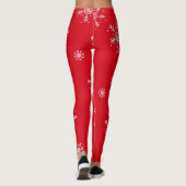 Rode illustratieve sneeuwvlok wit leggings (Achterkant)