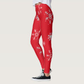 Rode illustratieve sneeuwvlok wit leggings (Links)
