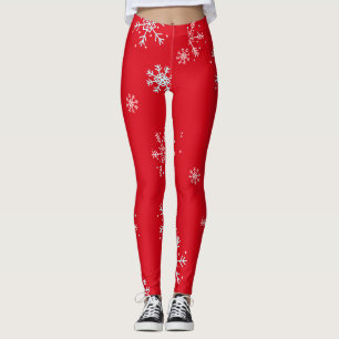 Rode illustratieve sneeuwvlok wit leggings