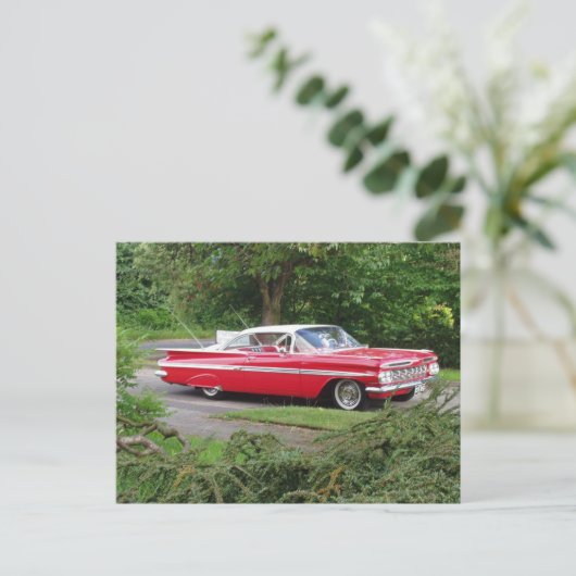 rode impala uit 1960 briefkaart (Staand voorkant)