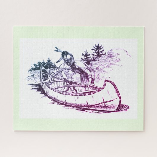 Rode Indiaan met kano Legpuzzel (Horizontaal)