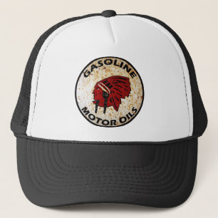 Rode Indian Benzine vintage bord verroest vers. Trucker Pet