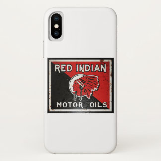 Rode Indian Motor Oil vintage reclamebord. Roestig Case-Mate iPhone Case