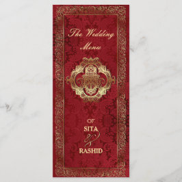 Rode Indiase bruiloft - Menu Kaart / Rackcard