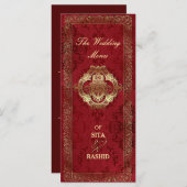 Rode Indiase bruiloft - Menu Kaart / Rackcard (Voorkant / Achterkant)