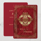 Rode Indiase bruiloft - Uitnodiging Kaart (Voorkant / Achterkant)