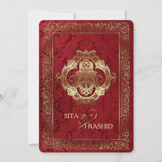 Rode Indiase bruiloft - Uitnodiging Kaart (Voorkant)