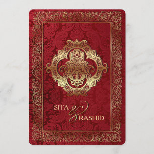 Rode Indiase bruiloft - Uitnodiging Kaart