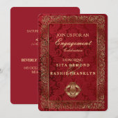 Rode Indiase bruiloft - Verloving Kaart (Voorkant / Achterkant)