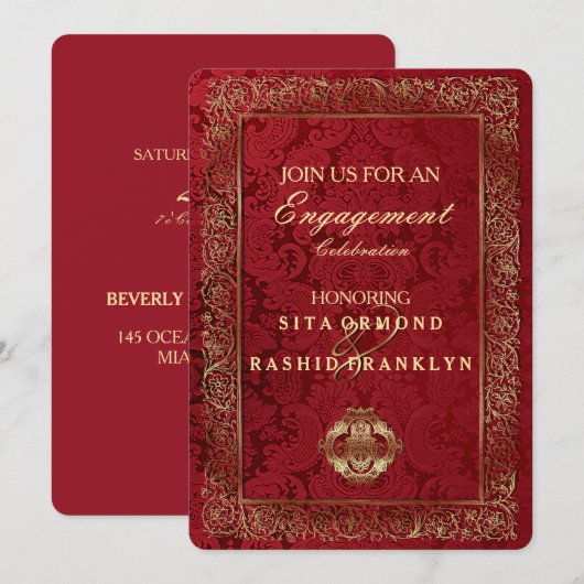 Rode Indiase bruiloft - Verloving Kaart (Voorkant / Achterkant)