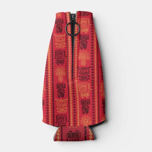 Rode inheemse patroon etnische stam Boho cultuur Flesjeskoeler (Achterkant)