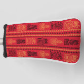Rode inheemse patroon etnische stam Boho cultuur Golfheadcover (Voorkant)