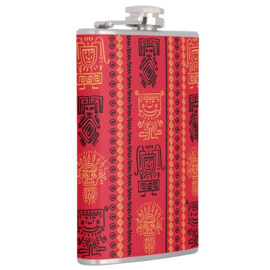 Rode inheemse patroon etnische stam Boho cultuur Heupfles (Rechts)