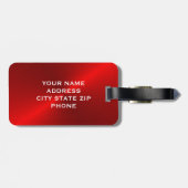 Rode Initiaal met metalen monogram, geborsteld Bagagelabel (Achterkant horizontaal)