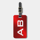 Rode Initialen met metalen monogram, geborsteld Bagagelabel (Voorkant verticaal)