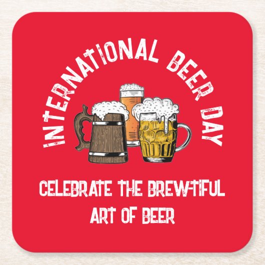 Rode  Internationale Bierdag Kartonnen Onderzetters (Voorkant)