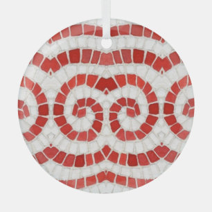 RODE IONISCHE MOZAÏEK Glazen Cirkel Ornament