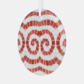 RODE IONISCHE MOZAÏEK Glazen Cirkel Ornament (Voorkant links)