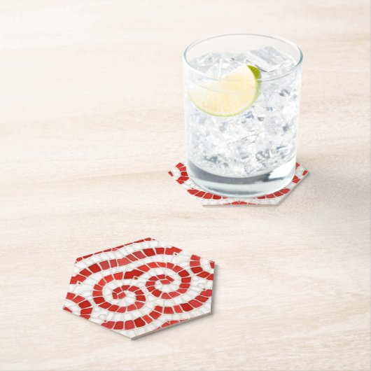 RODE IONISCHE MOZAÏEK Hexagon Papier Onderzetters (Insitu)