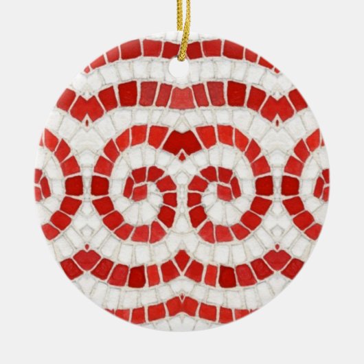 RODE IONISCHE MOZAÏEK Keramische Cirkel Ornament (Voorkant)