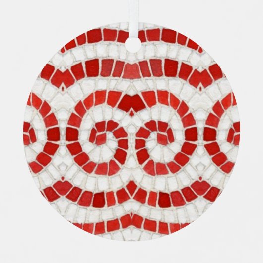 RODE IONISCHE MOZAÏEK Metaal Cirkel Ornament (Voorkant)