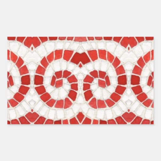 RODE IONISCHE MOZAÏEK Rechthoek Stickers (Voorkant)