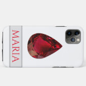 Rode iPhone case met gemstone Pear Ruby (Achterkant (horizontaal))
