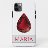 Rode iPhone case met gemstone Pear Ruby (Achterkant)