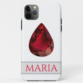 Rode iPhone case met gemstone Pear Ruby