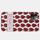 Rode iPhone case met gemstone Pear Ruby (Achterkant (horizontaal))