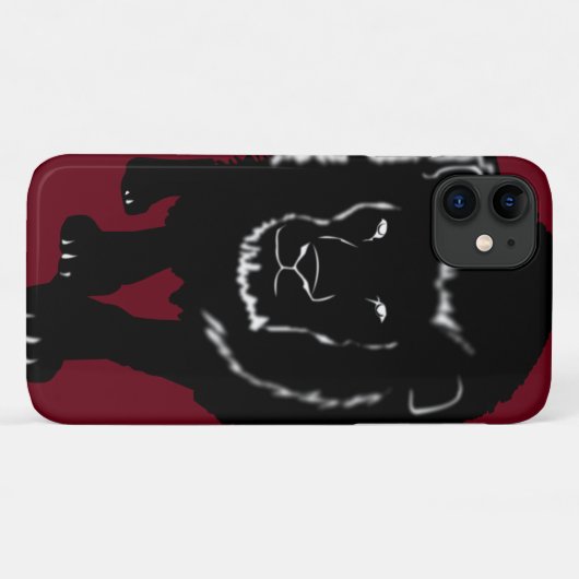 Rode iPhone Case met Leeuw - Kies Kleuren (Achterkant (horizontaal))