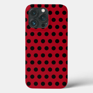 Rode iPhone Hoesje met Zwarte Polka Dots Kies Kleu