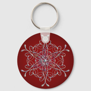 Rode Iridescent Snowflake Sleutelhanger