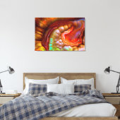 Rode iriserende Vuur Opal Canvas Afdruk (Insitu (Slaapkamer))