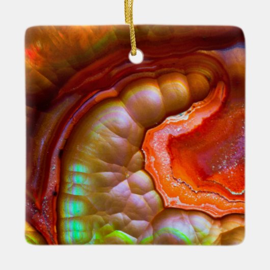 Rode iriserende Vuur Opal Keramisch Ornament (Voorkant)