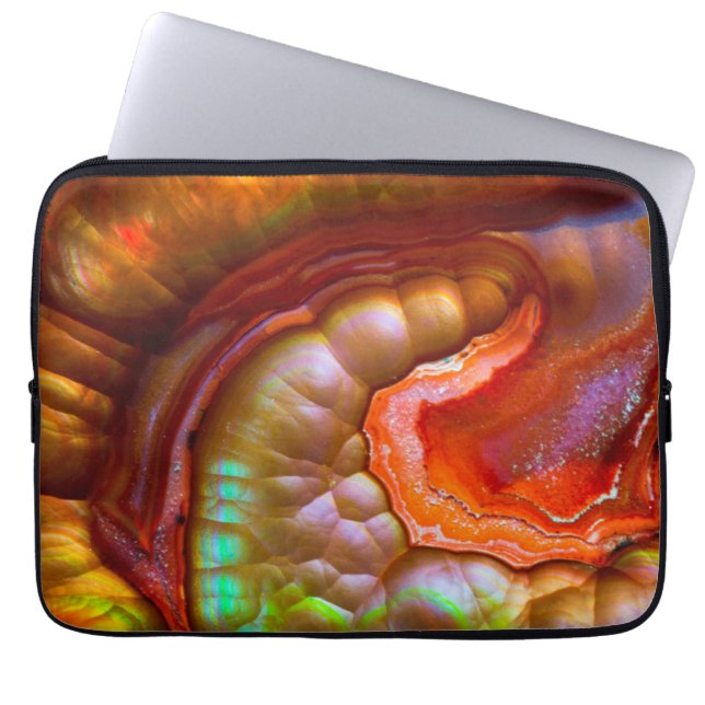 Rode iriserende Vuur Opal Laptop Sleeve (Voorkant)