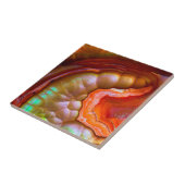 Rode iriserende Vuur Opal Tegeltje (Zijkant)