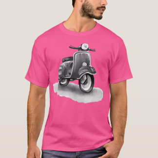 Rode Italiaanse City Scooter. Waterverf en graphic T-shirt