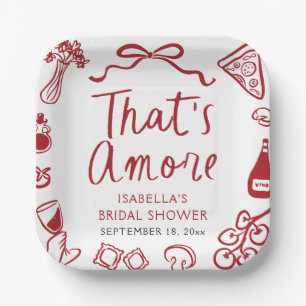 Rode Italiaanse Dat is Amore Pizza Pasta Bruidsfee Papieren Bordje