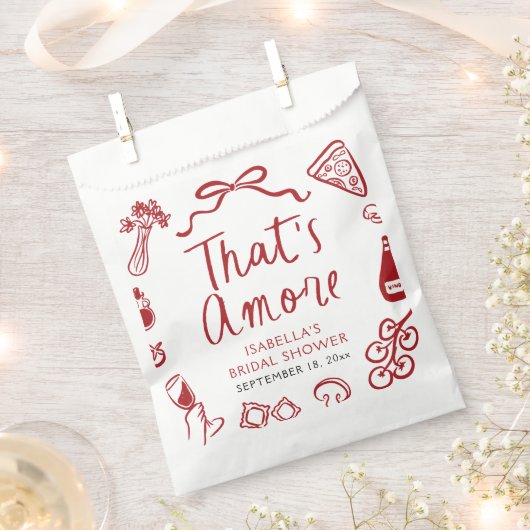 Rode Italiaanse Dat is Amore Pizza Pasta Bruidsmei Bedankzakje (Geknipt)