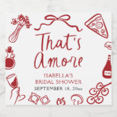 Rode Italiaanse Dat is Amore Pizza Pasta Bruidsmei Sparkling Wijnetiket (Enkel label)