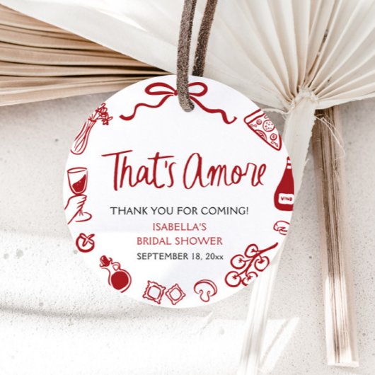 Rode Italiaanse Dat is Amore Pizza Pasta Bruidsuit Bedankjes Labels