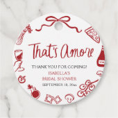 Rode Italiaanse Dat is Amore Pizza Pasta Bruidsuit Bedankjes Labels (Voorkant)