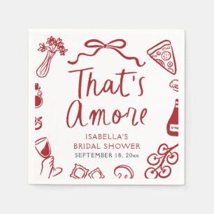 Rode Italiaanse Dat is Amore Pizza Pasta Bruidsuit Servet